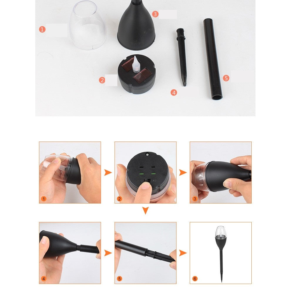 Lampa solara LED tip pahar de vin pentru gradina Vivimall, inaltime 37.5 cm, efect de flacara, material PVC si ABS, 2V, 200mAh, alb rece - vivimall.ro