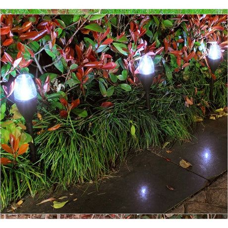 Lampa Solara Led Tip Pahar De Vin Pentru Gradina, Inaltime 37.5 Cm, Efect De Flacara, Material Pvc Si Abs, 2V, 200Mah, Alb Rece - vivimall.ro