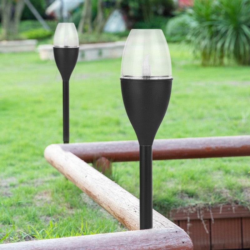Lampa Solara Led Tip Pahar De Vin Pentru Gradina, Inaltime 37.5 Cm, Efect De Flacara, Material Pvc Si Abs, 2V, 200Mah, Alb Rece - vivimall.ro