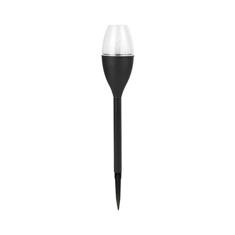 Lampa solara LED tip pahar de vin pentru gradina Vivimall, inaltime 37.5 cm, efect de flacara, material PVC si ABS, 2V, 200mAh, alb cald - vivimall.ro