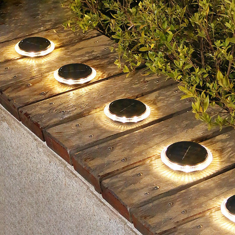 Lampa solara LED tip spot pentru gradina Vivimall, 8 LED-uri, material ABS si Policarbonat, baterie 1.2V, 600mah, 12 x 13.5 cm, alb cald - vivimall.ro