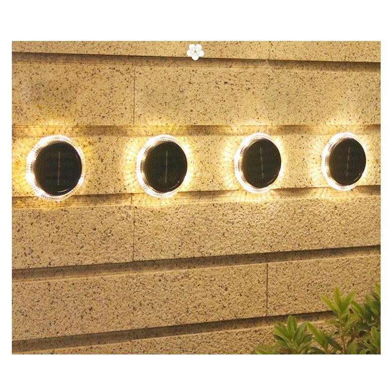 Lampa solara LED tip spot pentru gradina Vivimall, 8 LED-uri, material ABS si Policarbonat, baterie 1.2V, 600mah, 12 x 13.5 cm, alb cald - vivimall.ro