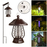 Lampa solara pentru gradina, anti-insecte, tantari, muste, UV, LED, material ABS, putere 5W, 1.2 V, autonomie 8 ore, 2 moduri de functionare, IP65, electric shock 380 volti, 30 x 19.5 cm, maro - vivimall.ro