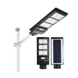 Lampa solara stradala Vivimall, cu telecomanda, senzor de miscare si lumina, suport prindere, 135 LED-uri, IP65, ABS, 8AH, 100W, temperatura culoare 6500K, 48.5x22x6.8 cm, autonomie 10-12 ore, negru - vivimall.ro