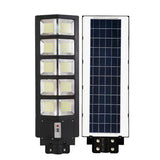Lampa solara stradala Vivimall, cu telecomanda, senzor de miscare si lumina, suport prindere, 225 LED-uri, IP65, ABS, 15AH, 300W, temperatura culoare 6500K, 69.5x24.3x6.8 cm, autonomie 10-12 ore, negru - vivimall.ro