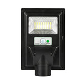 Lampa solara stradala Vivimall, cu telecomanda, senzor de miscare si lumina, suport prindere, 48 LED-uri, IP65, ABS, 5AH, 50W, temperatura culoare 6500K, 28.5x18.8x5 cm, autonomie 10-12 ore, negru - vivimall.ro