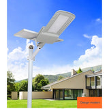 Lampa solara pentru strada sau gradina Vivimall, IP65, senzor de lumina, 100 LED-uri SMD, 3150 lm, 500W autonomie 12-16 ore, telecomanda, montare prin fixare, pentru strada sau gradina, finisaj mat, material ABS, 51.5 x 21 x 7.5, lumina alb rece, gri - vivimall.ro