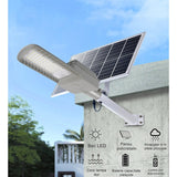 Lampa solara pentru strada sau gradina Vivimall, IP65, senzor de lumina, 100 LED-uri SMD, 3150 lm, 500W autonomie 12-16 ore, telecomanda, montare prin fixare, pentru strada sau gradina, finisaj mat, material ABS, 51.5 x 21 x 7.5, lumina alb rece, gri - vivimall.ro