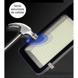 Lampa solara stradala Vivimall, pentru curte sau strada, finisaj lucios, rezistent la apa, montare prin fixare, senzor lumina, baterie de litiu, IP65, lumina rece, putere 200W, autonomie 10 ore, 49 x 21 x 6.5 cm, negru - vivimall.ro