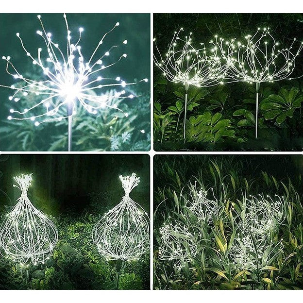 Lampa solara sub forma de artificii, 120 LED-uri, alb rece, Vivimall - vivimall.ro