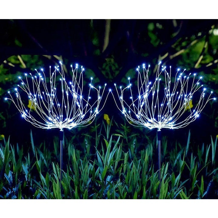 Lampa solara sub forma de artificii, 90 LED-uri, alb rece, Vivimall - vivimall.ro