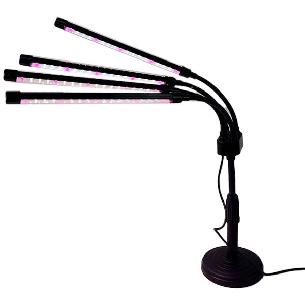 Lampa UV pentru cresterea plantelor, Vivimall, conectare la retea, 20W, 4 capete, 72 LED-uri, ajustabila pana la 66.5 cm, Lumina Alb Mov- - vivimall.ro