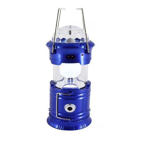 Lanterna Pliabila De Camping Magic Cool Cu Lampa Disc Si Usb Lanterna, Felinar, Acumulator 1200 Mah, Reincarcabila, 6 Led + 1 W + 3C Culori, Albastru - vivimall.ro