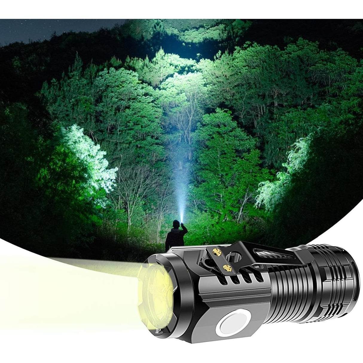 Фенерче с 3 LED ядра, USB зареждане, автономност 4-20 часа, максимален обхват 100-200 м, 5 W, скоба за окачване, магнитно дъно