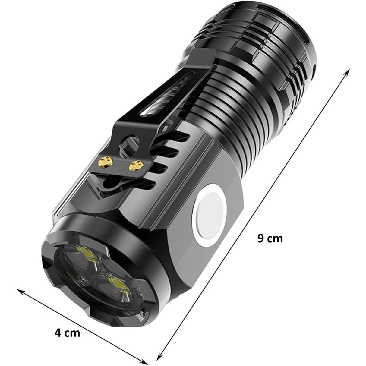 Фенерче с 3 LED ядра, USB зареждане, автономност 4-20 часа, максимален обхват 100-200 м, 5 W, скоба за окачване, магнитно дъно
