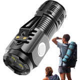 Lanterna cu 3 Nuclee Led, Vivimall, Incarcare USB, Autonomie 4-20h, Raza Maxima 100-200 m, 5W, 4 x 4 x 9 cm, Suport de Agatat, Fund Magnetic, Negru Galvanizat - vivimall.ro