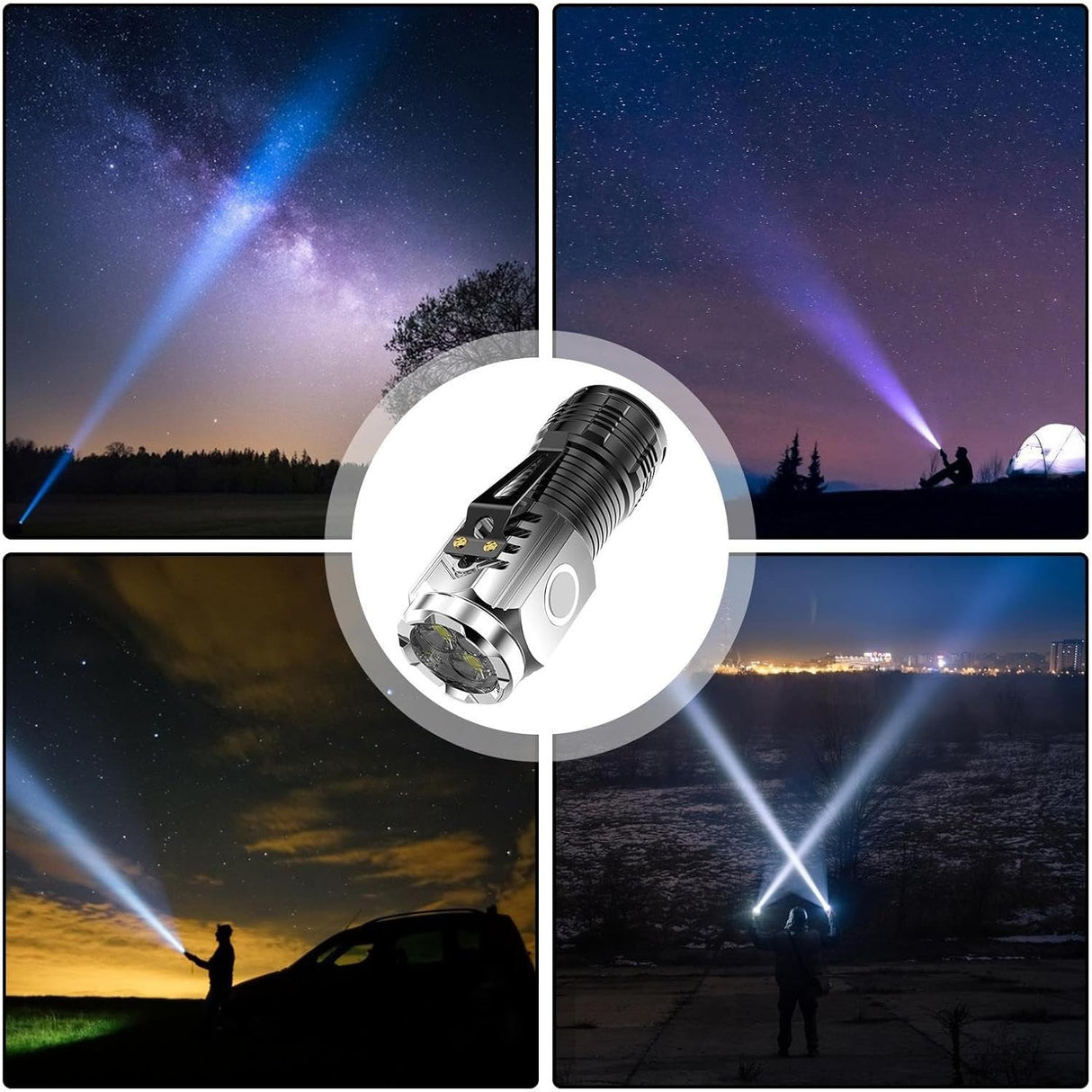 Фенерче с 3 LED ядра, USB зареждане, автономност 4-20 часа, максимален обхват 100-200 м, 5 W, скоба за окачване, магнитно дъно