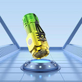 Lanterna cu 3 Nuclee Led, Vivimall, Incarcare USB, Autonomie 4-20h, Raza Maxima 100-200 m, 5W, 4 x 4 x 9 cm, Suport de Agatat, Fund Magnetic, Galben/Verde - vivimall.ro