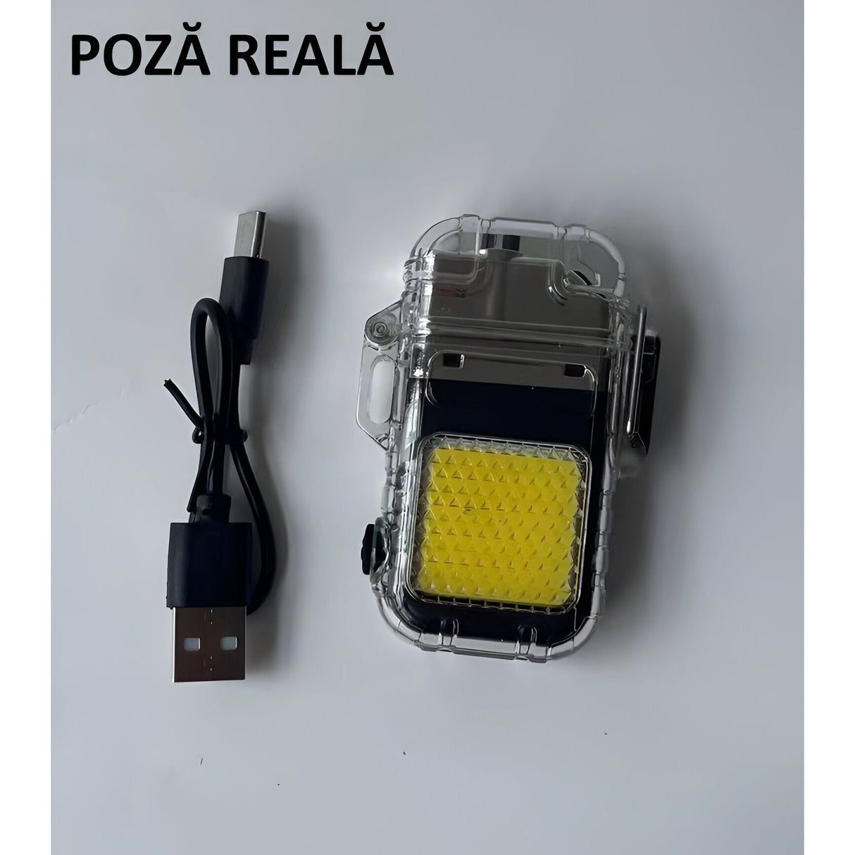 Lanterna Tip Breloc Cu Bricheta, Impermeabila, 3 Moduri Iluminare, 300 Mah, Incarcare Usb-C, Cob, Raza De Actiune 50 - 100 M