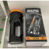 Lanterna LED, Vivimall, Incarcare USB, Autonomie 8-24h, 2 Surse de Lumina, Principal si Lateral, Raza Maxima 100-200 m, COB, 5W, 23 x 10 x 10 cm, Galben - vivimall.ro