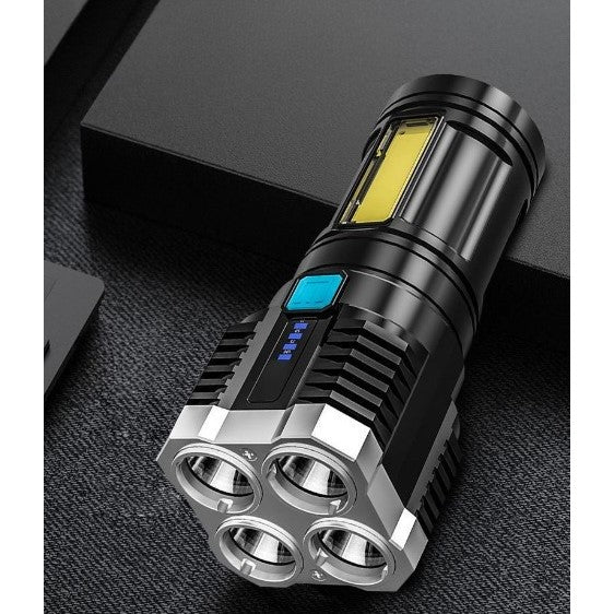 Lanterna LED Tactica 2 in 1, Vivimall, 4 Moduri de Iluminare, Tip Proiector COB, Rezistenta la Apa, Reincarcabila, USB, Lanterna de Drumetii, 13.6 x 5 cm, Negru - vivimall.ro