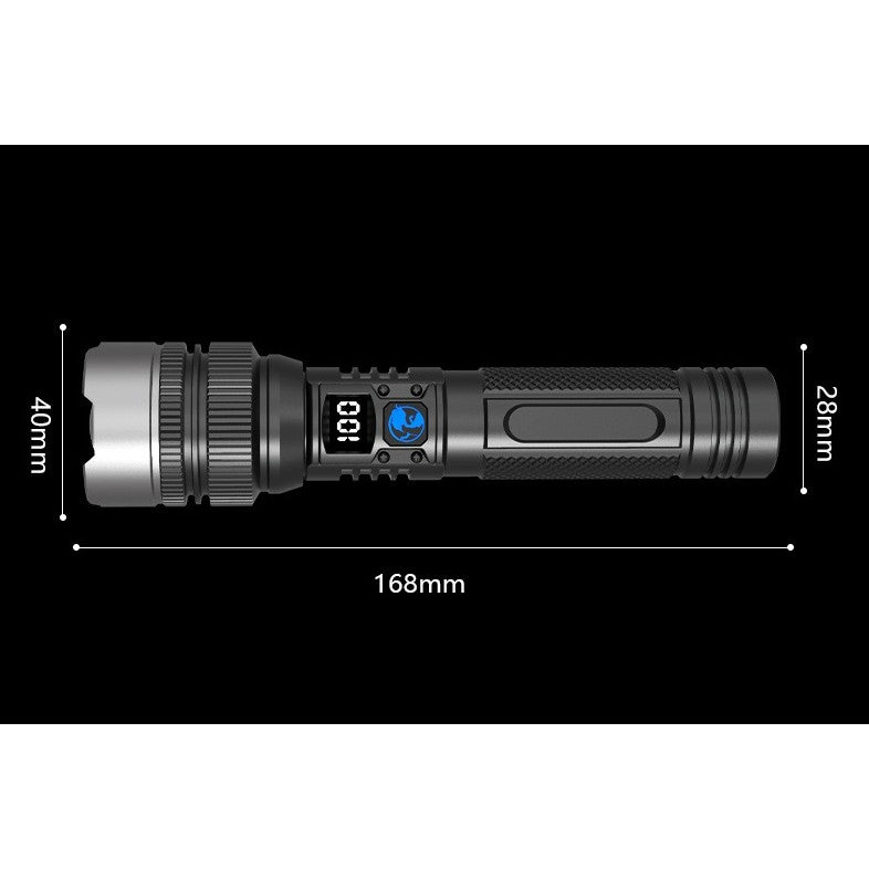Lanterna Power Bank LED, Vivimall, Incarcare USB, Raza 200m, 10W, Model T6 Telescopic, Functie Zoom si Incarcare Telefon, 1800 mAh, Negru - vivimall.ro