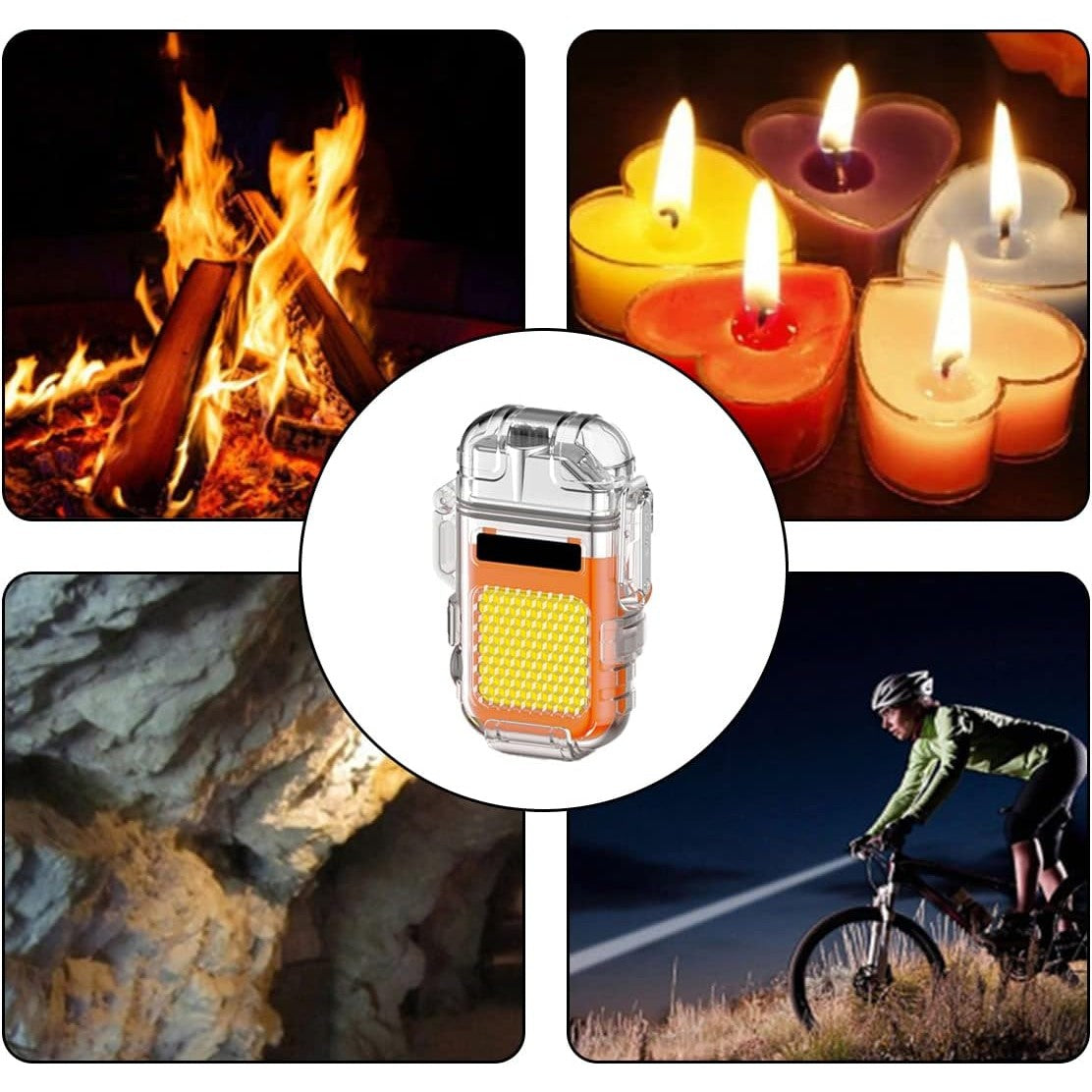 Lanterna Tip Breloc Cu Bricheta, Impermeabila, 3 Moduri Iluminare, 300 Mah, Incarcare Usb-C, Cob, Raza De Actiune 50 - 100 M