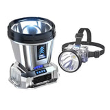 Lanterna Power Bank LED, Vivimall, cu Suport pentru Cap, Incarcare USB, Raza 100-200m, 5W, 3 Trepte de Lumina, Afisaj Baterie, Argintiu - vivimall.ro