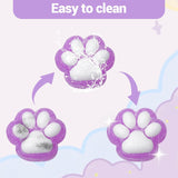 Jucarie Antistres Squishy, Vivimall, cu Revenire Lenta, Squeeze Pinch Family, Model Labuta de Pisica Pufoasa, 6x6 cm, 72g, Ambalaj Transparent, Mov-Alb - vivimall.ro