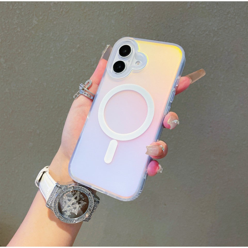 Husa Telefon, Vivimall, Compatibila iPhone 17, Model Cameleon, Magsafe, Schimbare Gradient de Culoare din Unghiuri Diferite, Multicolor - vivimall.ro