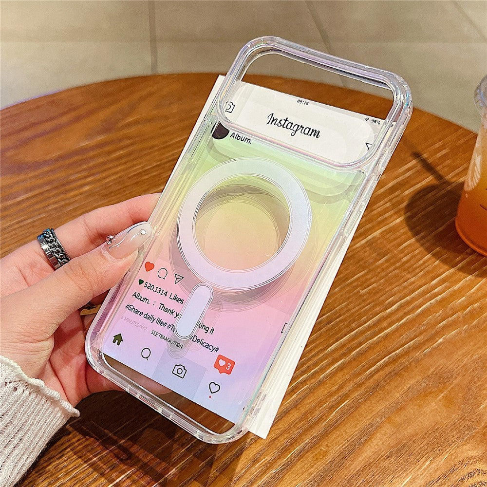 Husa Telefon, Vivimall, Compatibila iPhone 17 Pro Max, Model Cameleon, Magsafe, Schimbare Gradient de Culoare din Unghiuri Diferite, Multicolor - vivimall.ro