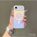 Husa Telefon, Vivimall, Compatibila iPhone 17 Air, Model Cameleon, Magsafe, Schimbare Gradient de Culoare din Unghiuri Diferite, Multicolor - vivimall.ro