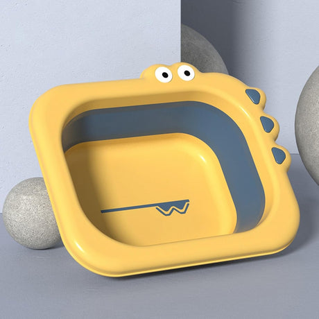 Lavoar Pliabil, Vivimall, pentru Copii, din PP/TPE, Portabil, Model Crocodil, 30x24.5x9 cm, Galben/Albastru - vivimall.ro