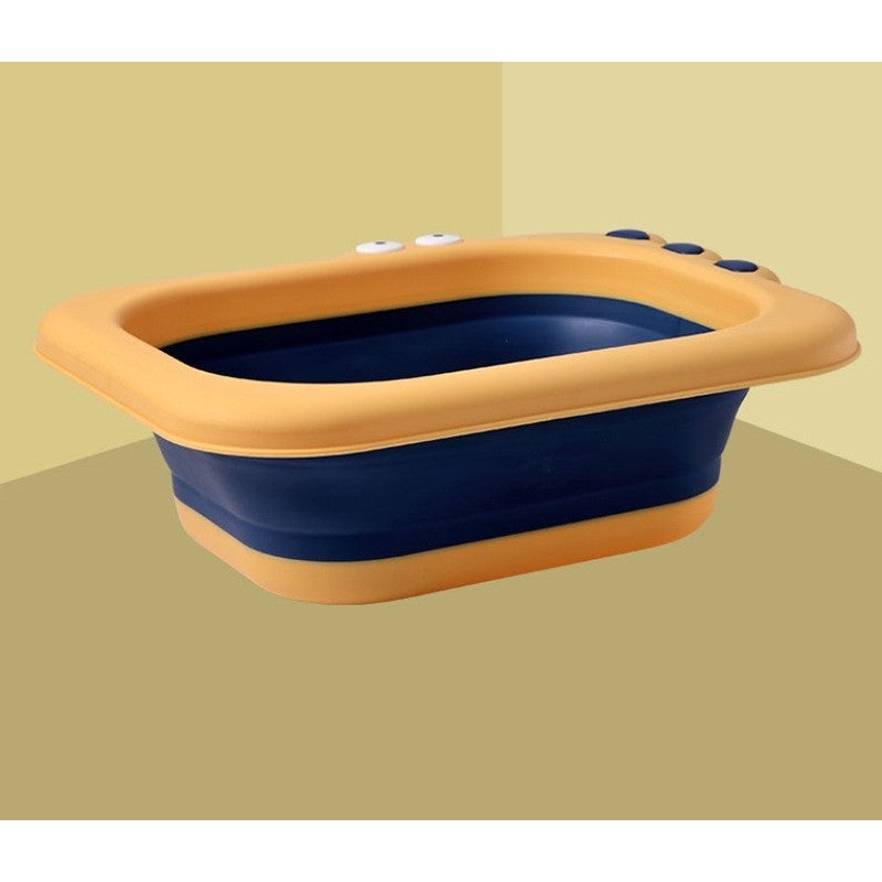 Lavoar Pliabil, Pentru Copii, Din Pp/Tpe, Portabil, Model Crocodil, 30X24.5X9 Cm, Galben/Albastru - vivimall.ro