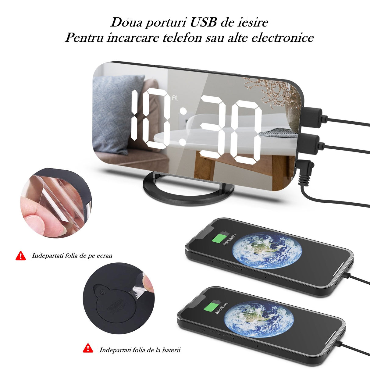 Ceas Digital LED Oglindă | TimeLux - vivimall.ro