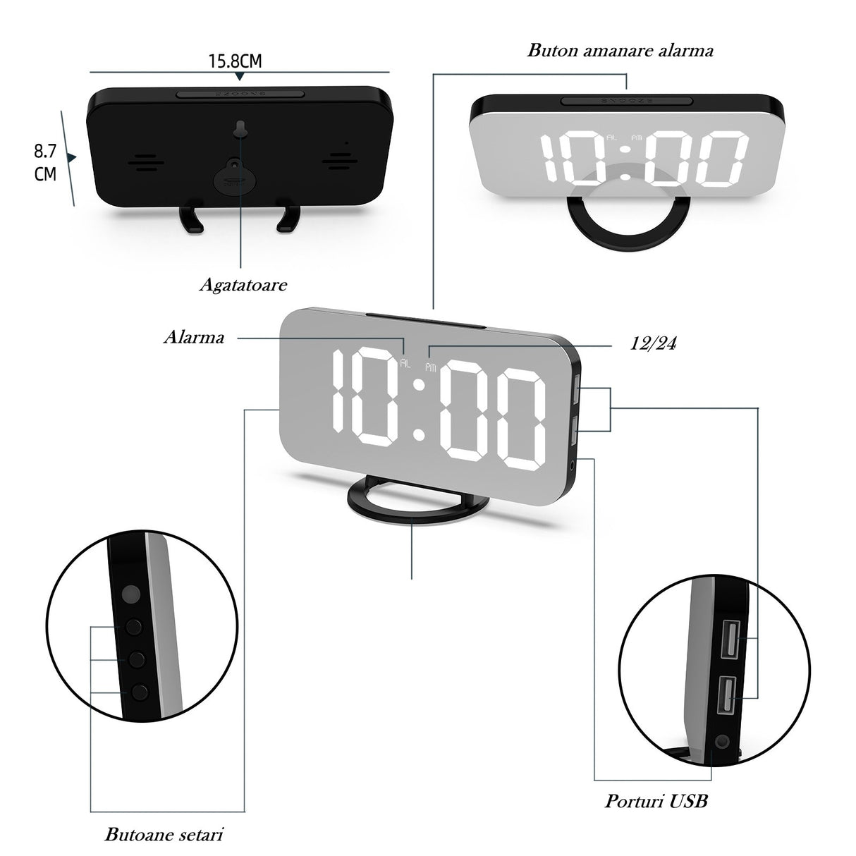 Ceas Digital LED Oglindă | TimeLux - vivimall.ro