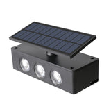 Lampa Solara Led Bidirectionala, Cu Panou Ajustabil, Comutator Culoare Lumina, Pentru Perete, Scari, Gradina, Terasa, 16 X 6.5 Cm, 6 Led-Uri, Material Abs, Baterie 3.7 V, 1200Mah, Multicolor - vivimall.ro