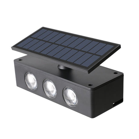Lampa Solara Led Bidirectionala, Cu Panou Ajustabil, Comutator Culoare Lumina, Pentru Perete, Scari, Gradina, Terasa, 16 X 6.5 Cm, 6 Led-Uri, Material Abs, Baterie 3.7 V, 1200Mah, Multicolor - vivimall.ro
