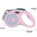 Lesa Automata Retractabila, Vivimall, pentru Caini, 3m, 20 kg, ABS/Nylon, Roz/Gri, 8x12x4 cm - vivimall.ro