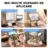 Stand Laptop si Tableta, Flippy, Suport Laptop Ergonomic, Pliabil, Ajustabil pe Inaltime, Portabil, Anti Alunecare, 27.7 x 27.7 x 5 cm, Gri Inchis- - vivimall.ro