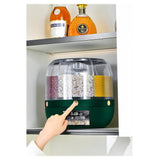 Dozator De Cereale Rotativ 360, 6 Compartimente, Capacitate 6 L, Rezistent La Umezeala, Inchidere Etansa - vivimall.ro