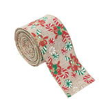 Panglica Decorativa pentru Craciun, Flippy, Ornament pentru Brad de Craciun, Pretreceri, Panglica cu Design Acadele de Craciun, 200 x 6.3 cm, Khaki- - vivimall.ro