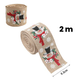 Panglica Decorativa pentru Craciun, Flippy, Ornament pentru Brad de Craciun, Pretreceri, Panglica cu Design Om de Zapada, 200 x 6.3 cm, Khaki- - vivimall.ro