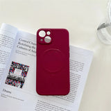 Husa protectie Flippy compatibila cu iPhone 12 (6.1), Liquid MagSafe, ring-shaped, magnetica, Visiniu - vivimall.ro