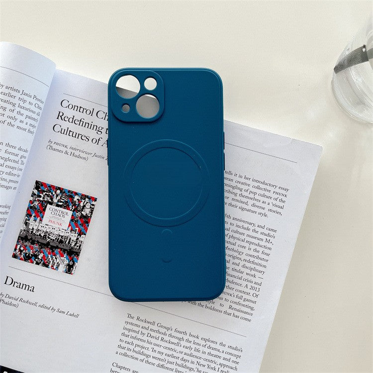 Husa protectie Flippy compatibila cu iPhone 13 Pro (6.1), Liquid MagSafe, ring-shaped, magnetica, Albastru - vivimall.ro