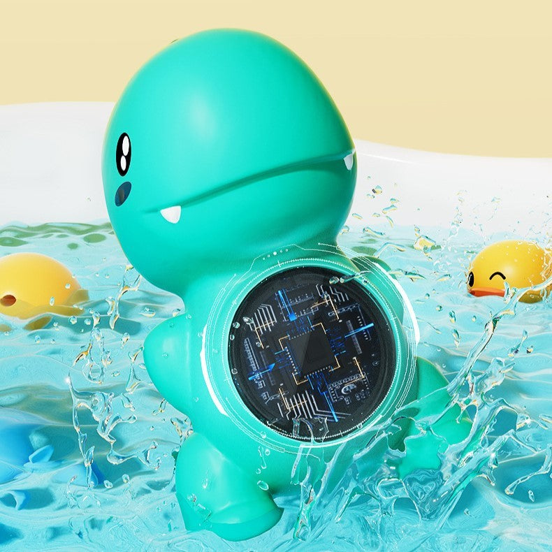 Termometru Electronic LED pentru Baie, Plutitor, Rezistent la apă, IPX7, Multifunctional, 3 Trepte de Temperatura, Model Dinozaur, 12x7cm, Verde - vivimall.ro