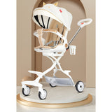 Carucior Sport Flippy 3in1, 6-36 Luni, Reversibil, Pliabil, Tavita pentru Masa, Pozitie de Somn, Centura de Siguranta, Roti 360, Suport Pahar, Copertina pentru Soare, 33x66x85cm, Alb Model Pisica - vivimall.ro