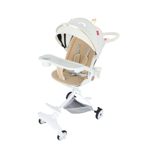 Carucior Sport Flippy 3in1, 6-36 Luni, Reversibil, Pliabil, Tavita pentru Masa, Pozitie de Somn, Centura de Siguranta, Roti 360, Suport Pahar, Copertina pentru Soare, 33x66x85cm, Alb Model Pisica - vivimall.ro