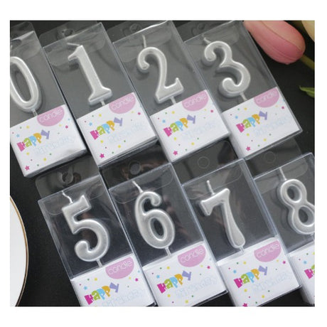 Lumanare de Tort, Vivimall, Model Cifra 8, Party, 4.5 x 2.5 cm, din Parafina, Argintiu - vivimall.ro