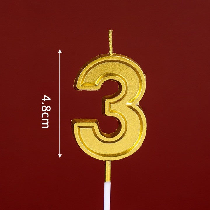 Lumanare pentru Tort Cifra 3, Vivimall, 4.8 cm, Aniversare, Aurie - vivimall.ro